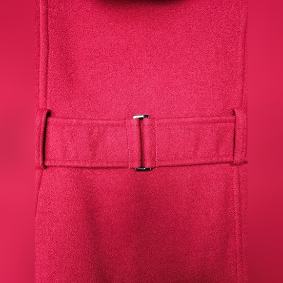 INTL DETAILS Womens RED Double Breasted Pea Coat MEDIUM Removable Hood - Picture 6 of 11